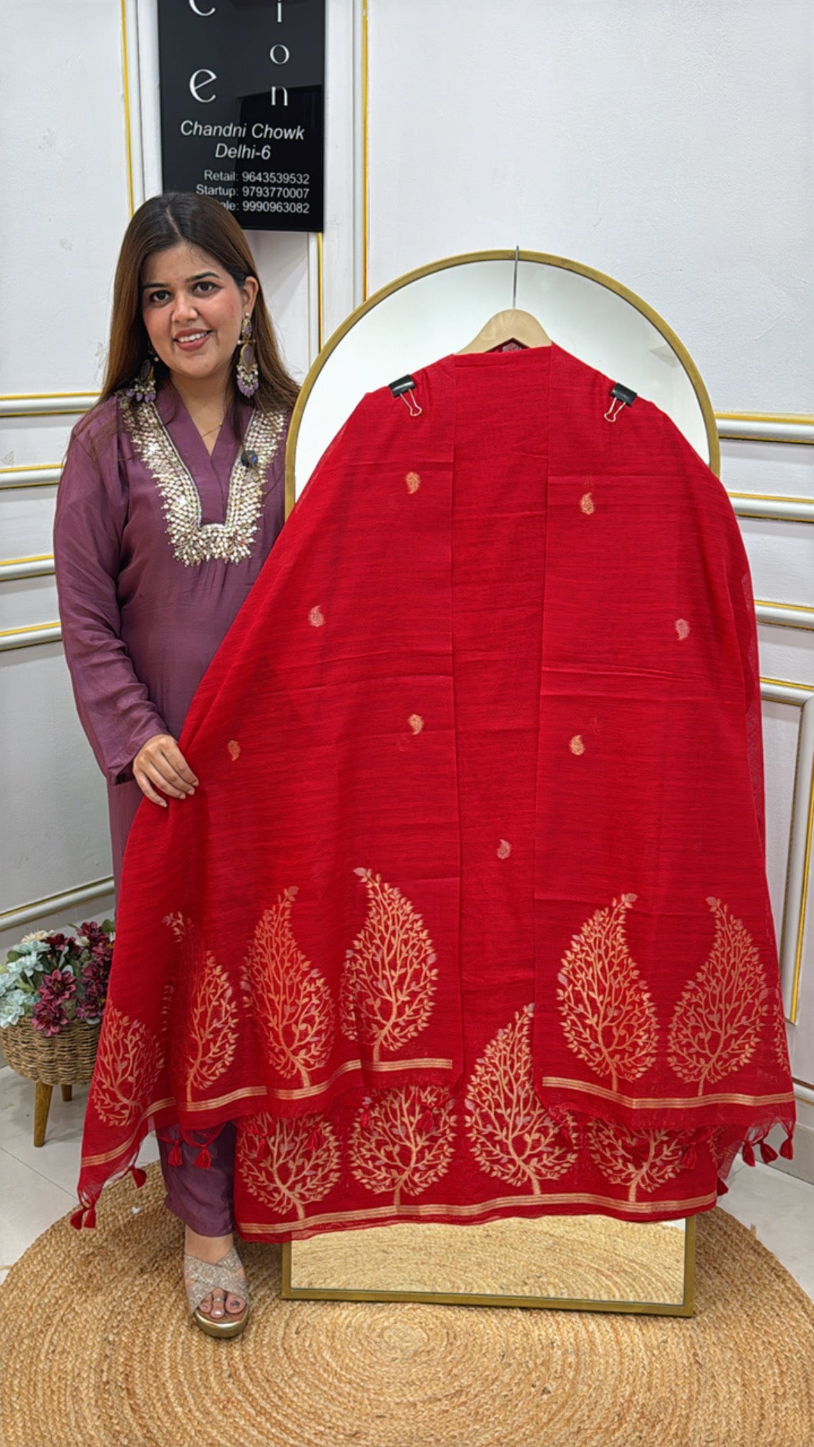 Evergreen Pure Moonga Silk Suit Material with Golden Weaved Kanjivaram Border & Dupatta GF 516